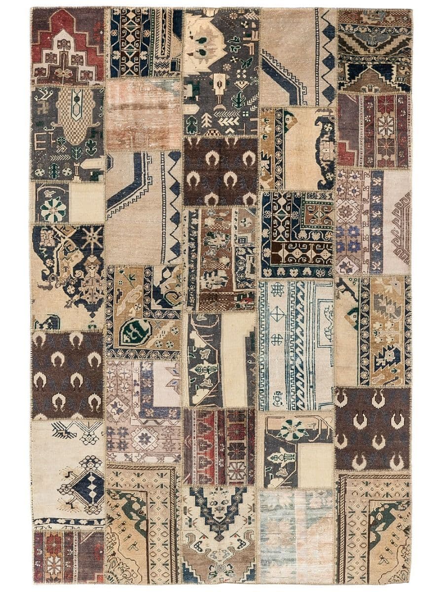 PATCHWORK ANTIQUE GOLD BLUE 199x297