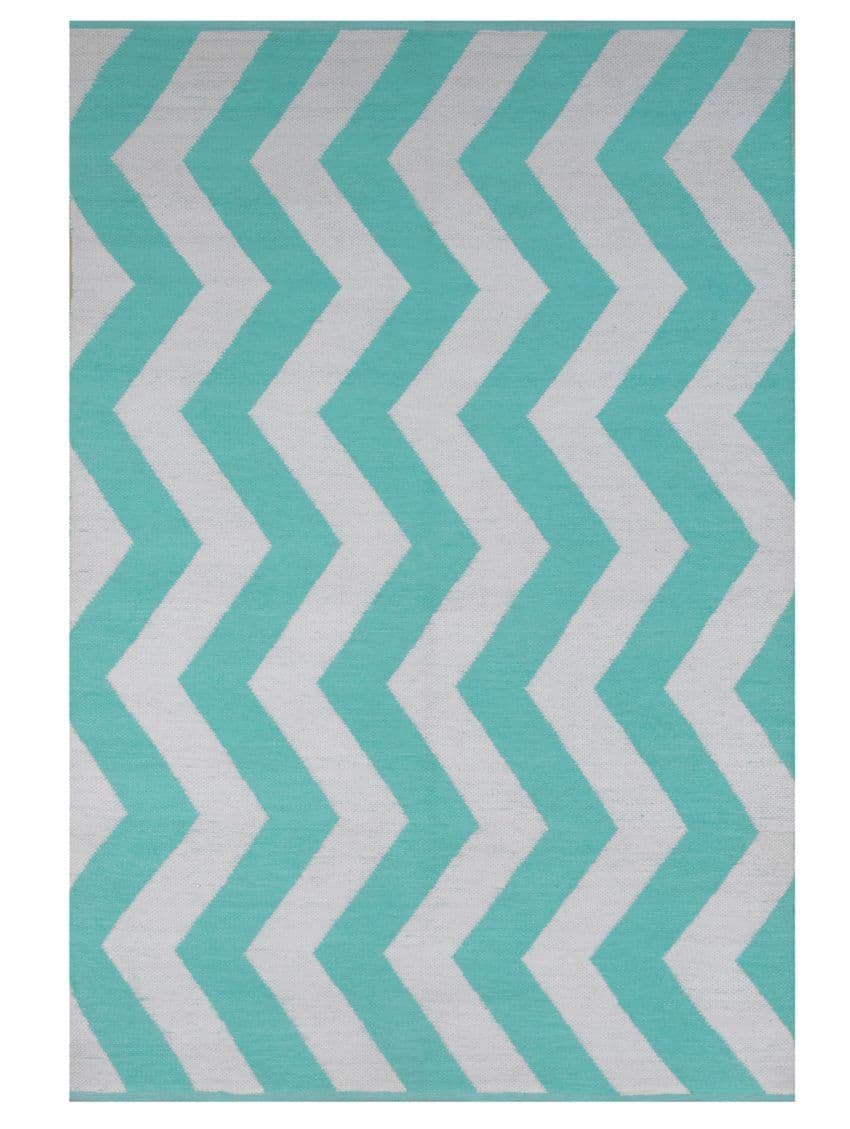 OUTDOOR ZIGZAG CREMA & TURQUESA 200X300
