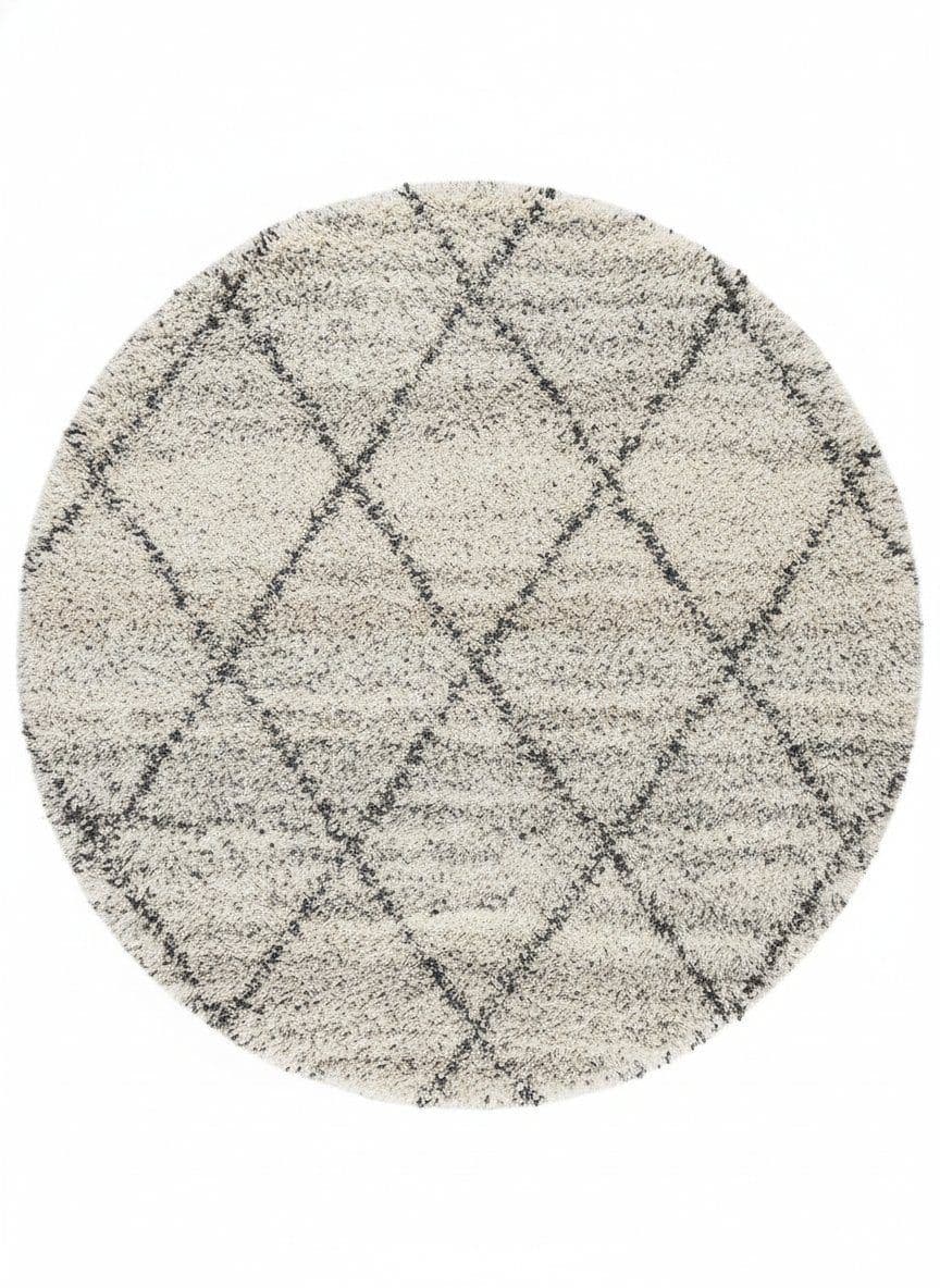 SHAGGY BRUMA MARROQUI ROUND GREY/IVORY 236D